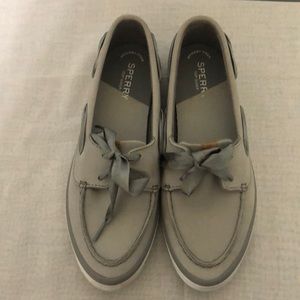 Sperry Sailor Shoes Gray Ribbon Lace up Boat Shoes